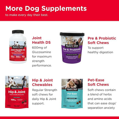 Nutri-Vet Hip & Joint Biscuits for Dogs, Tasty Glucosamine Treat, Puppy Supplements, Dog Joint Supplement, Small Sized Biscuit with 166mg Glucosamine, Puppy Essentials, 16 oz (Pack of 2)