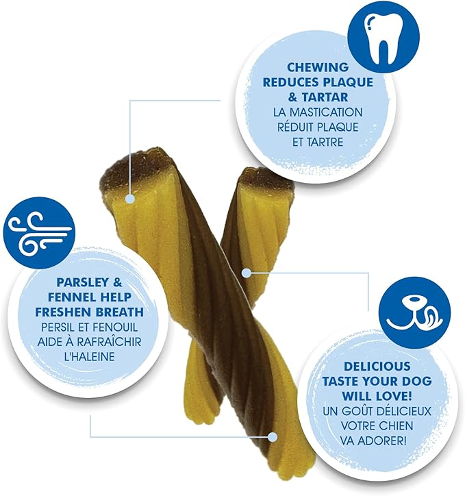 N-Bone Flossta Dual Action Dental Chews for Dogs, Unique Twist Shape for Deep Teeth Cleaning and Proactive Dental Care, Peanut Butter Flavor, 15 Count 12-oz Bag