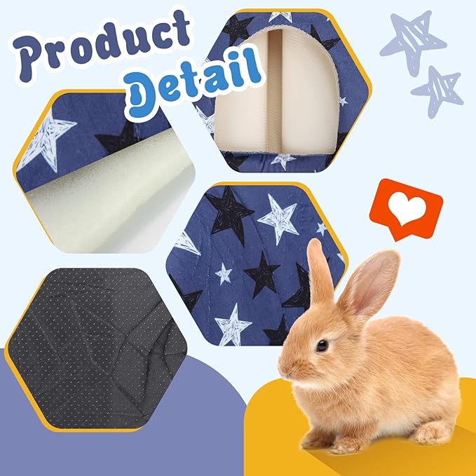 2-Pack Guinea Pig Hideout with Tunnel for Small Animals(Guinea Pig Bedding Warm & Lightweight, Easy to Clean)