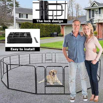 BestPet | Dog Playpen | 32 Inch, 16 Panels | Heavy Duty Metal Pet Exercise Pen | Indoor Outdoor Fence Panels | Rust-Resistant, Removable, Tool-Free Setup | Anti-Skid, Expandable Design