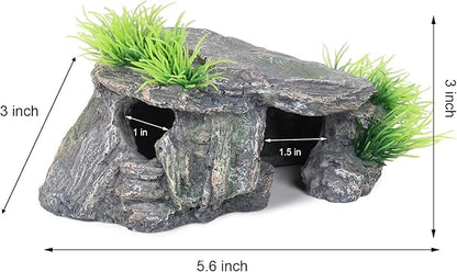 Premium Small Fish Tank Decorations, Reptile Tank Accessories, Turtle Tank Accessories, Natural Reptile Hide for Bearded Dragon, Professional Turtle Basking Platform (Small)