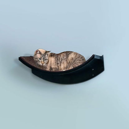 THE REFINED FELINE 22 Inch Lotus Leaf Cat Shelf in Black Espresso with Replaceable Carpet, Playing, Climbing, & Lounging Cat Shelves and Perches for Wall, Cat Hammock Bed Furniture for Large Cats