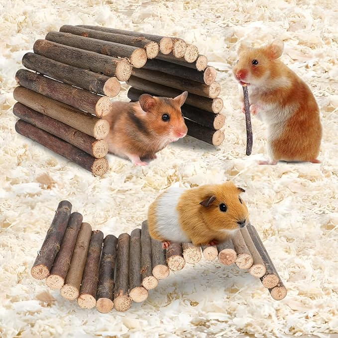 Hamster Toys Guinea Pig Toys Hamster Wheel Hamster Cage Accessories Small Animal Molar Chew Toys for Chinchillas,Gerbils,Mice,Rats,Mouse,Rabbit,Bunny Hideout Seesaw (Bendable Hideout(2 Packs))