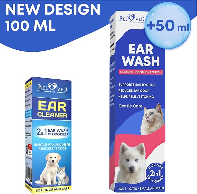 Ear Cleaner Drops & Wash Solution for Cats and Dogs – Gentle Ear Hygiene, Wax Removal & Odor Control for Pets