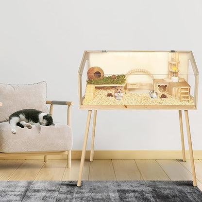 Hamster Cage with Legs,Large Hamster Habitats Chew Proof,Guinea Pig Cages with Acrylic Window & Openable Top,Small Animal Cage for Guinea Pig, Chinchilla, Gerbil - 40" l x 20" w x 47.5" h
