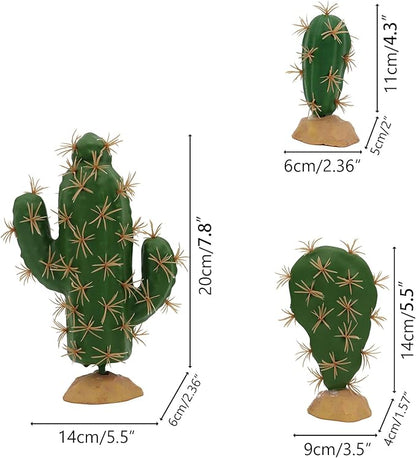 JIHAQUA Reptile Terrarium Decor 3-Piece Realistic Succulent Set,Lifelike Plastic Plants for Geckos, Bearded Dragons,Snakes,Turtles,Lizards,Insects Reptile Habitats