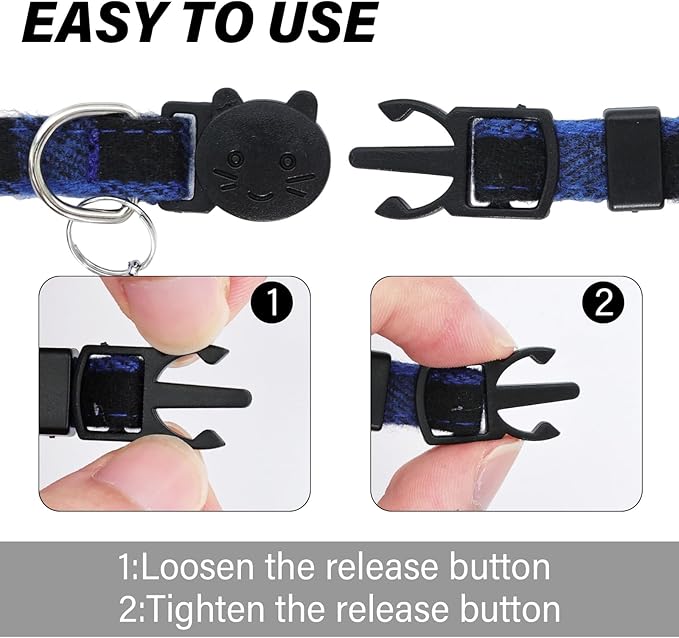 10 Pcs Cat Collar Breakaway with Bow Tie and Bell Kitten Collars Removable Bowtie Plaid Cat Collar for Cats Kittens Puppy Halloween Decor