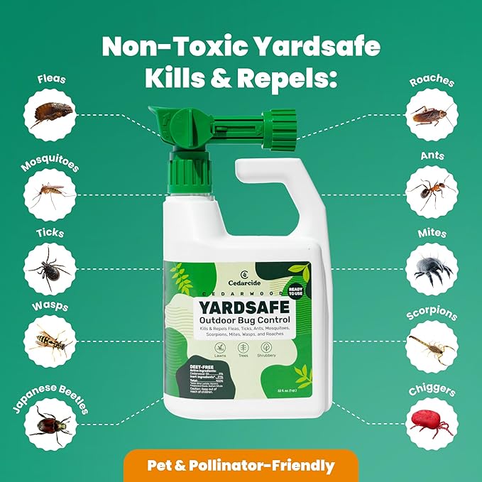 Outdoor YardSafe | Kills & Repels Mosquitoes, Ticks, Fleas, Mites & More with Natural Essential Oils | Family & Pet-Safe | Eco-Friendly | 2 Quarts (64 Oz.)