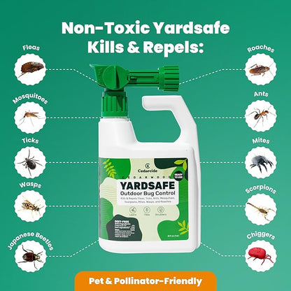 Outdoor YardSafe | Kills & Repels Mosquitoes, Ticks, Fleas, Mites & More with Natural Essential Oils | Family & Pet-Safe | Eco-Friendly | 2 Quarts (64 Oz.)