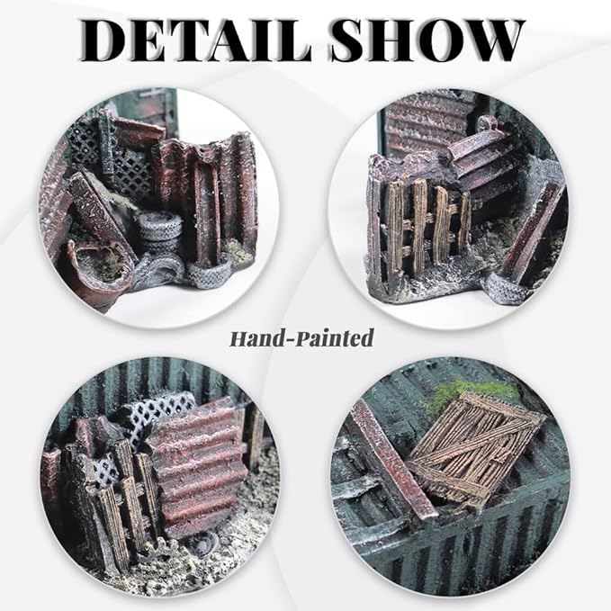 Fish Tank Decorations Container Aquarium Decor Sunken Ruins Betta Fish Tank Accessories witth Big Hole for Fish Sleep Rest Hide and Play