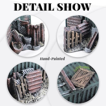 Fish Tank Decorations Container Aquarium Decor Sunken Ruins Betta Fish Tank Accessories witth Big Hole for Fish Sleep Rest Hide and Play