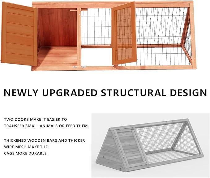 Chicken Coop, Chicken Run,Small Wooden Duck Coop Outdoor Quail Cage Rabbit Pet Hutch House Small Animals (Ntural Wood)