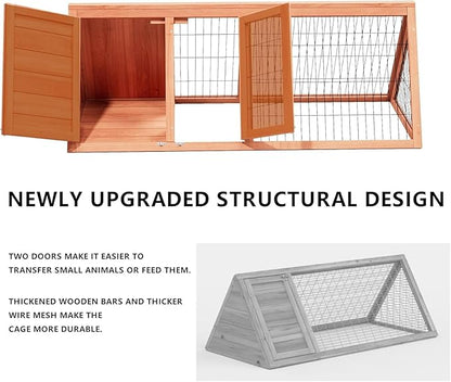 Chicken Coop, Chicken Run,Small Wooden Duck Coop Outdoor Quail Cage Rabbit Pet Hutch House Small Animals (Ntural Wood)