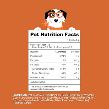 Soft Dog Treats for Digestive Support/Gut Health & Training Snacks Made with Pumpkin, Oat Fiber & Vinegar - Beef Sliders - 16 oz