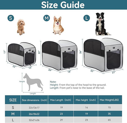 Petsfit Portable Dog Crate，Pop Up Dog Crate for Medium Dogs，Waterproof Pet Cage Dog Kennel for Indoor/Outdoor，Lightweight Dog Carrier for Travelling，Grey