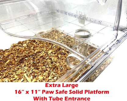 Large Deluxe 2-Tiers Acrylic Dwarf Hamster Home Mouse Gerbil Reptiles Palace Rat Habitat Cage Running Wheel Water Bottle Food Bowl Expandable Outlet