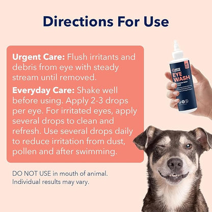 Vets Preferred Eye Cleaner for Dogs - Dog Eye Wash Drops for Infection & Tear Stain Remover - Improves Allergy Symptoms, Infections & Runny Eyes - Dog Eye Drops Rinse for Every Dog - 4 Oz