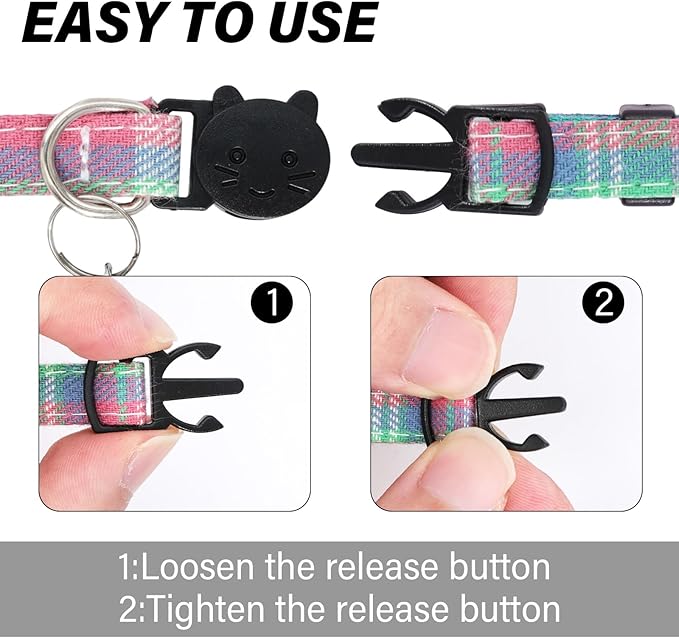 10 Pcs Cat Collar Breakaway with Bow Tie and Bell Kitten Collars Removable Bowtie Plaid Cat Collar for Cats Kittens Puppy (Classic)