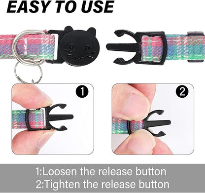 10 Pcs Cat Collar Breakaway with Bow Tie and Bell Kitten Collars Removable Bowtie Plaid Cat Collar for Cats Kittens Puppy (Classic)