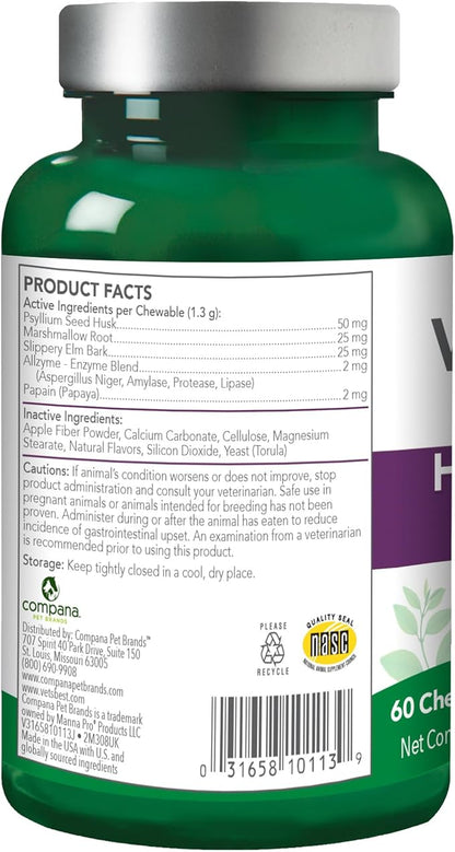 Vet’s Best Cat Hairball Relief Digestive Aid, Vet Formulated Hairball Support Remedy, Hairball Relief for Cats, Classic Chicken Flavor, 60 Chewable Tablets