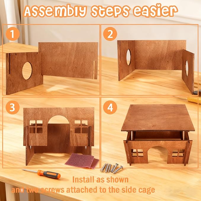 Guinea Pig Houses and Hideouts, Hamster House Hideout, Wooden Small Animal House with Windows, Large Guinea Pig Hideout Castle for Hamsters Small Bunny Chinchillas Playing Hiding