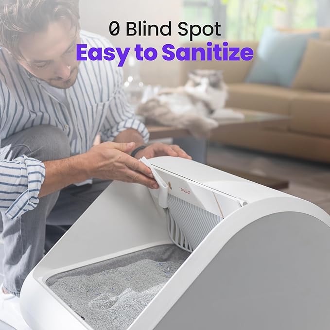 (Upgraded) Popur X5 Self Cleaning Cat Litter Box - Unique Open Top Split System - Automatic Litter Scooping Robot, Odor-Seal, 24 Inch Tray, 30-Day Capacity, 33 lbs. Load, 99% Leakproof (Plastic Bin)