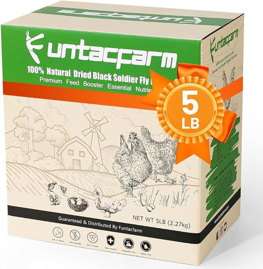 Dried Worms Black Solider Fly Larvae 5LB, Superior to Mealworms Chicken Treat, 86x Calcium Than Meal Worms, 100% Non-GMO Organic Chicken Feed