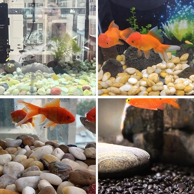 10lbs Yellow River Rocks, 1-2 Inch Natural Pebbles for Indoor Plants, High Polished Decorative Stones Vase Filler Fish Tank Aquariums Landscaping Garden