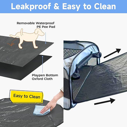 EighteenTek Small Animals Playpen Pop up Small Pet Cage Enclosure Tent Chick Run Brooder Coop Foldable Kennel for Kitten Ferret Puppy Guinea Pig Rabbit Hamster Chinchillas(No Divider, Unified Space)