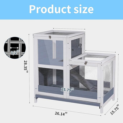 2-Story Guinea Pig Cages Wooden Indoor Rabbit Hutch Hamster Cage with Openable Roofs, Removable Tray and Wide Ramp, Small Animal Habitats for Hamsters, Guinea Pig, Ferrets, Hedgehog