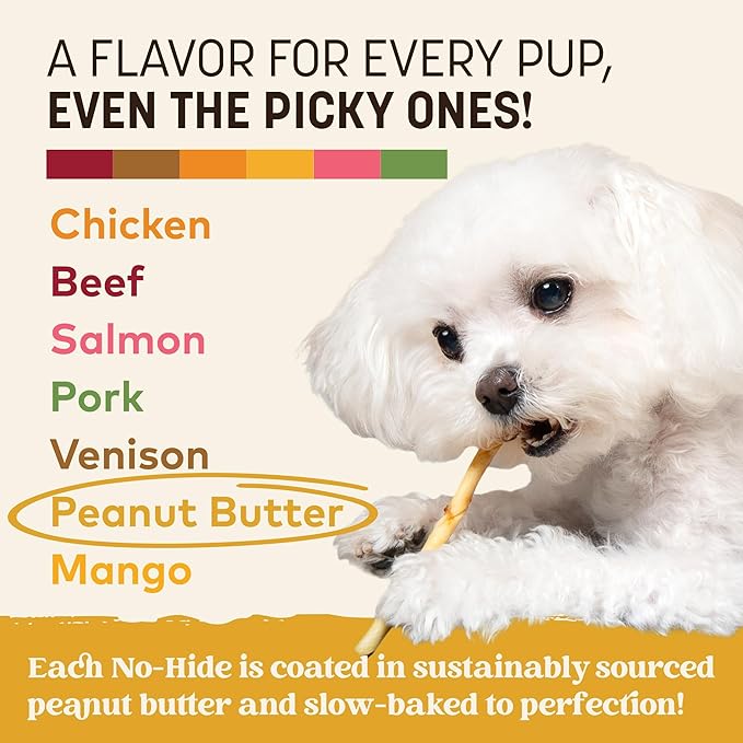 Earth Animal No-Hide Stix Peanut Butter Recipe Natural Rawhide Alternative Dog & Cat Chews - 20 Count Value Pack