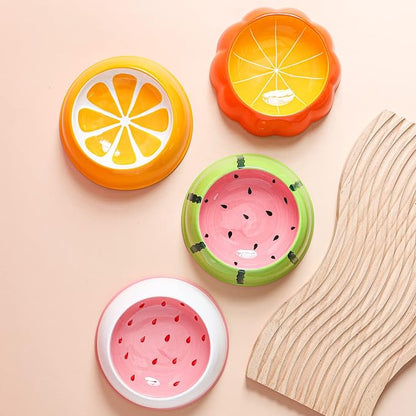 LOLYKITCH Ceramic Cat Food Bowl Set - 6 Inch Wide Shallow Bowls for Whisker Relief, Colorful & Cute - Microwave & Dishwasher Safe