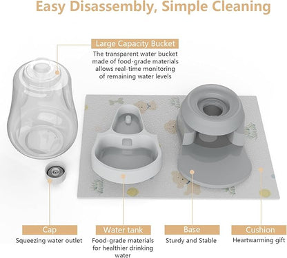1.58 Gallon Automatic Dog Water Bowl Dispenser - Staltwo Premium Pet Water Dispenser with Non-Slip Mat, Large Capacity Water Feeder for Cats and Dogs, BPA-Free, 1.58 Gallon Grey