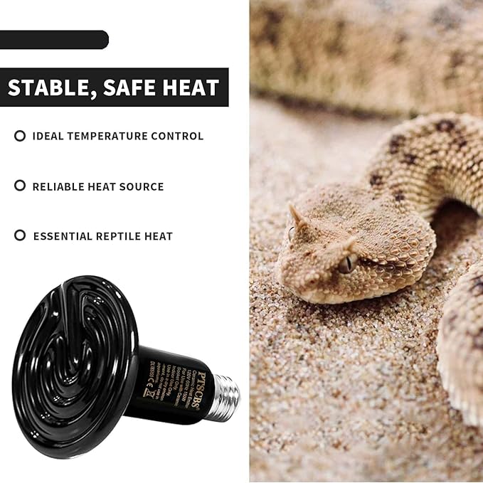 100W Reptile Heat Lamp(2 Packs)-Ceramic Heat Emitter for Reptiles Amphibian Pet Brooders Chicken Incubation, and Terrariums Turtle Lizard Bearded Dragon Snake E26