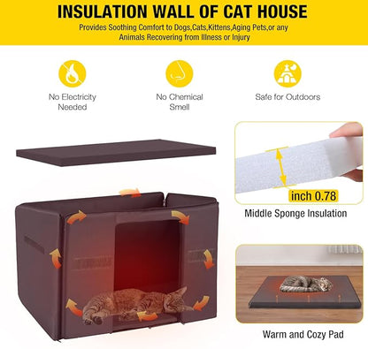 AIVITUVIN Cat House for Outdoor Cats Insulated Feral Kitty Shelter with Warm Liner for Winter Waterproof Samall Animal Cage for Cats,Rabbits,Bunnies,Dogs