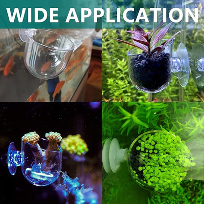 Uenhoy 5 Pcs Plastic Aquatic Plant Pots, Aquarium Plant Pots with Suction Cups, Acrylic Aquarium Planter, Red Shrimp Live Plant Fish Tank Holder