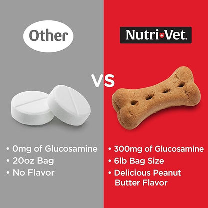 Nutri-Vet Hip & Joint Biscuits for Dogs, Dog Hip & Joint Supplement, Functional Treat, Large Sized Biscuit, 300mg of Glucosamine, 6 lb Bag