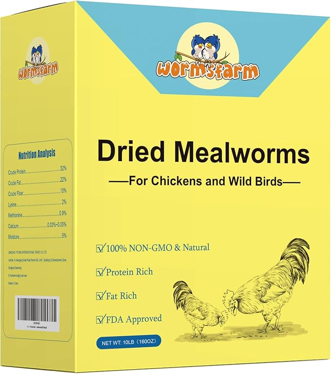 10lb Dried Mealworms for Wild Birds Chickens Feed for Laying Hens,Ducks,Reptiles