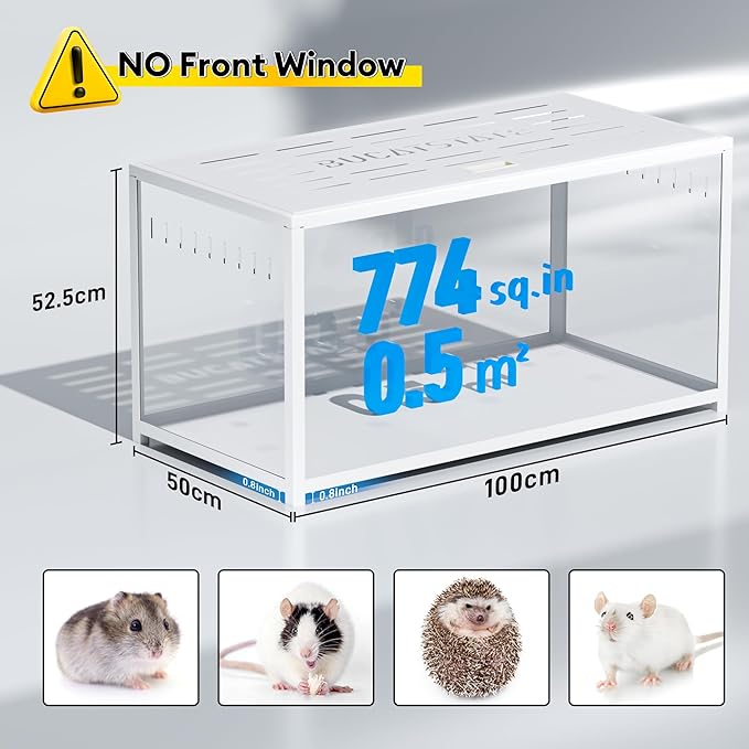 BUCATSTATE Hamster Cage Metal 2.0 - Small Animal Habitats Large Stackable with Top Access Easy Assemble 39.3L*19.7W*20.6H Inches (White, NO Front Window)