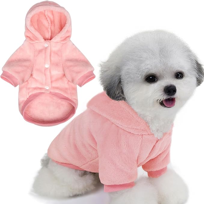 FabriCastle Dog Hoodie Sweater for Small Dogs Boy and Girl, Dog Clothes XS XXS Puppy Sweatshirt, Pet Outfit, Cat Clothing Super Soft Warm Snap On Closure (Pink, Medium)