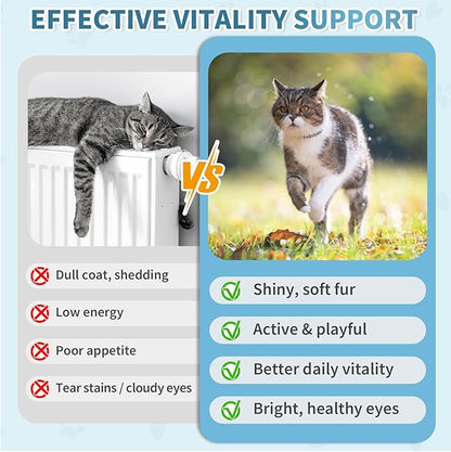 Cat Multivitamin, Crunchy & Creamy Cheese Chew– Supports Energy and Skin & Coat – with Taurine, B-Complex, Zinc Methionine & Selenium Yeast – Daily Health Supplement for Cats of All Ages (500 Chew)