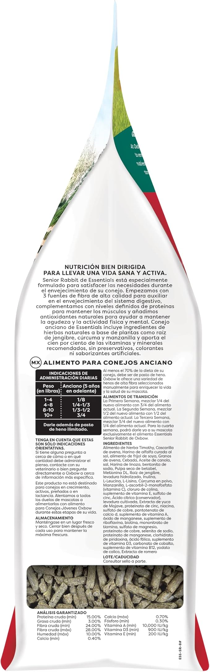 Oxbow Essentials Rabbit Food, Senior, Made Alfalfa for Rabbit, Vitamin & Mineral Rich Pet Pellets, Small Animal Pet Products, Bunny Food, Made in USA, High Fiber, 8 lb. Bag