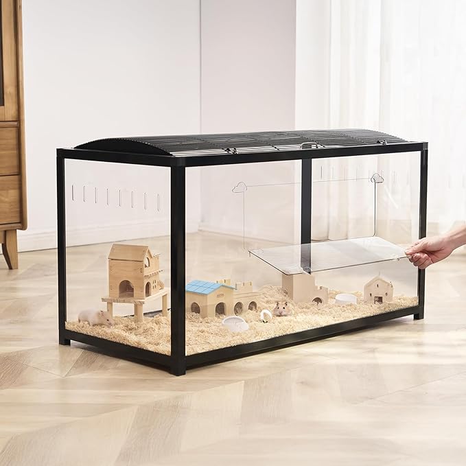 VEVOR Hamster Cage, 360 Viewing Transparent Hamster Habitats, Small Animal Cage