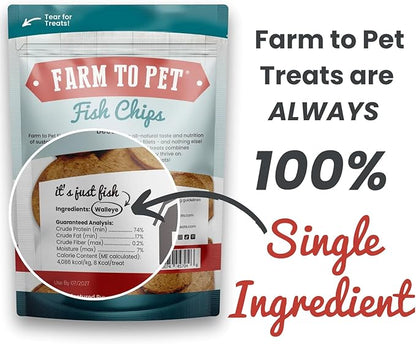 Farm To Pet - Puppy Training Treats Starter Pack Fish 4oz + 2 Chicken & 2 Turkey Snack Chips for Small Dogs - Value Pack Treats, 100% All Natural, Single Ingredient, Puppy Essentials Made in USA