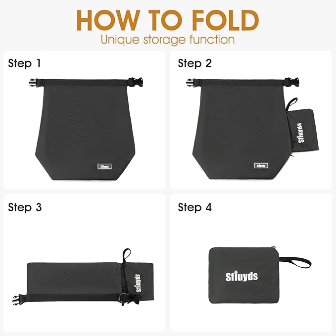 Pet Food Storage Bag，Dog Food Travel Bag with 2PCS Collapsible Dog Travel Bowls,Waterproof Kibble Storage Container for Road Trips, Camping (Black, Small)