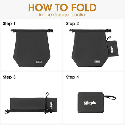 Pet Food Storage Bag，Dog Food Travel Bag with 2PCS Collapsible Dog Travel Bowls,Waterproof Kibble Storage Container for Road Trips, Camping (Black, Small)