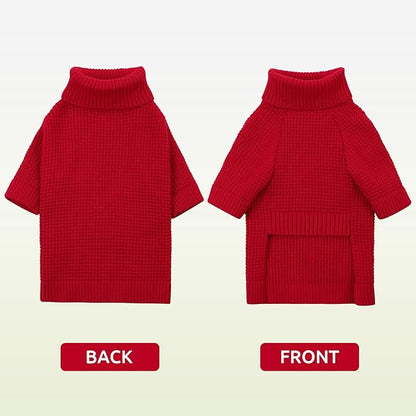 Queenmore XXL Dog Sweater, Long Sleeve Dog Sweaters, Turtleneck Dogs Sweaters for Large Breeds, Cold Weather Doggie Sweatshirt, Extra Large Pet Sweaters, Red 2XL