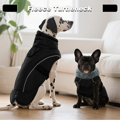DENTRUN Small Dog Winter Warm Coat - Windproof Cozy Jacket, Thick Fleece Vest with Adjustable Belt, Water Repellent, Reflective Dog Sweater for Yorkie Dachshund Wear, Black, S