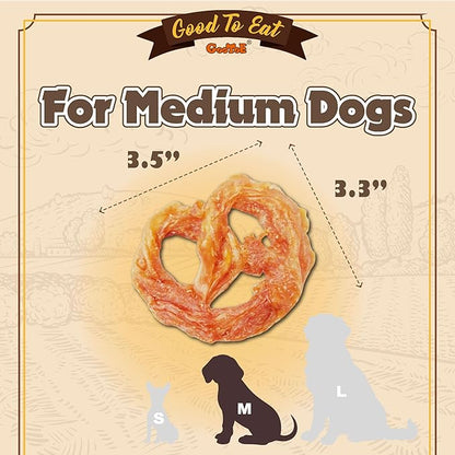 Gootoe Turkey Tendon Dog Treats, Pretzel (M) 3.17 oz, USA-Sourced Turkey Tendon, Natural Snack, Premium Puppy Chews, Hypoallergenic, Reseal Value Bags, Size for Medium Dogs