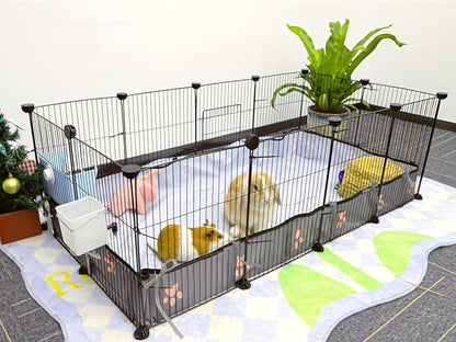 CHEGRON Guinea Pig Cages 8 Sq Ft Expandable C&C Cage Habitats for 2 Small Animal Pet Playpen Metal Grids Indoor Rabbit Fence Hedgehog Cage with PVC Bottom, 48 x 24 x 15.7 inch, 12 Panels
